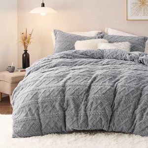 Super soft gray duvet cover + shames (2)